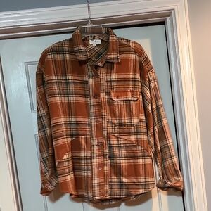 Umgee Brown Plaid Shirt Shacket